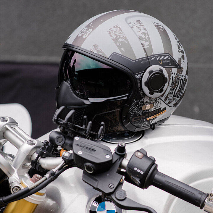 หมวกกันน็อคครึ่งตัวของไซริล-helm-motor-retro-สำหรับทั้งหญิงและชายหมวกกันน็อคไม่มีแมงป่อง