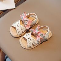 Girls Sandals Summer New Cute Bowknot Embroidery Flowers Hollow Knot Soft Bottom Princess Sandals Childrens Casual Shoes