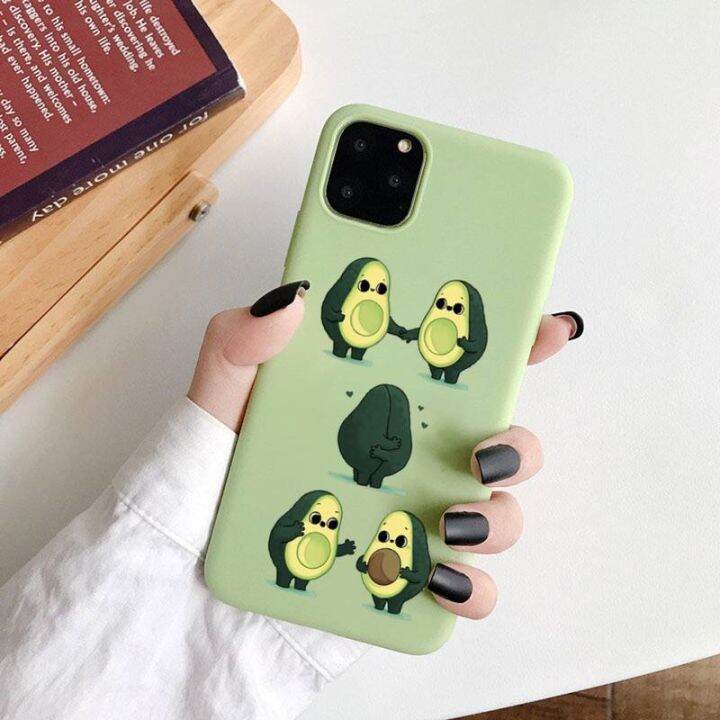 16-digits-อะโวคาโดผลไม้เคสโทรศัพท์น่ารักสีเขียวลูกกวาดสำหรับ-iphone-6-7-8-11-12-s-mini-pro-x-xs-xr-max-plus