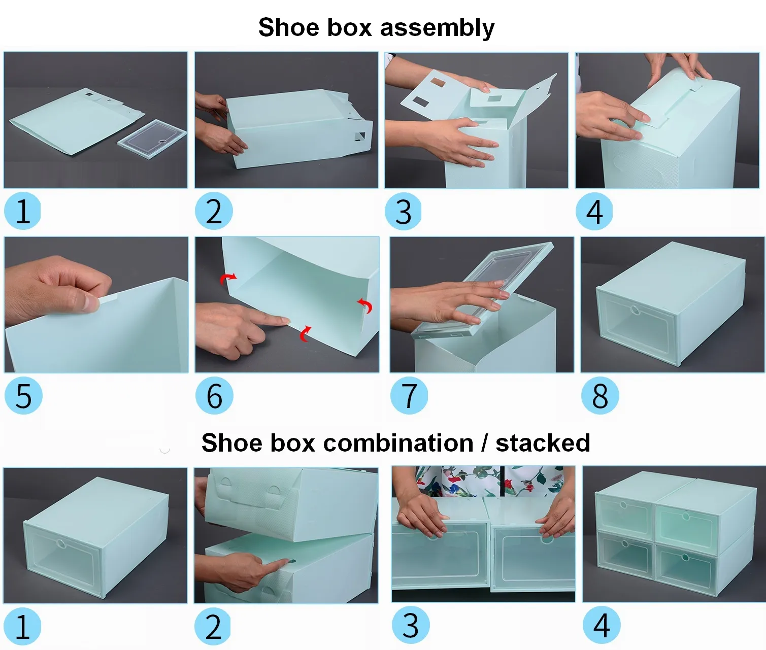 Shoe Storage Transparent Display Box Cabinets Shoes Boxes - Large Size Random Color