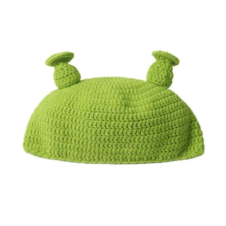 ฮาโลวีนสีเขียวหูคาดศีรษะน่ารักตลกสีเขียวหมวกหมวกถักฟางสีเขียวหูผมห่วงสีเขียวหูหมวกเด็กตลกหมวก