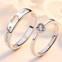 2Pcs/sets Zircon Heart Matching Couple Rings Set Forever Endless Love Wedding Ring For Women Men Charm Valentines Day Jewelry