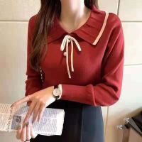 Fashion Trends Bow Tops for Women er Pan Collar Long Sleeve tshirt Casual Blouse Tops