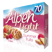 อัลเพน ธัญพืชอัดแท่ง ซัมเมอร์ ฟรุต สูตรหวานน้อย 95 กรัม - Light Summer Fruits 95g (5 bars) Alpen brand