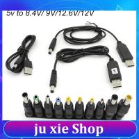 JuXie store USB boost line DC 5V to 9V 8.4V 12V 12.6v Step UP Module 10 dc male power jack plug Converter connector Adapter charging Cable