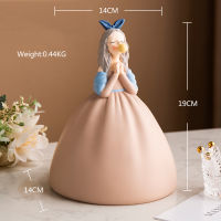Resin Girl Figurines Piggy Bank Money Box Princess Character Miniaturas Bedroom Decor Home Decoration Accessories Birthday Gifts