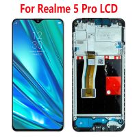 ชิ้นส่วนจอสัมผัสแอลซีดีของเครื่องแปลงดิจิทัล Realme 5 Pro ของแท้6.5นิ้วสำหรับ Realme 5 Pro จอแอลซีดีพร้อมกรอบ RMX1971