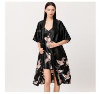 【LZ】☏❖♞  Conjunto Rayon Wedding Robe feminino Noiva Dama de honra Robe Vestido Renda Quimono Sexy Roupão Vestido noturno Camisola Casual Roupa de dormir 2 peças