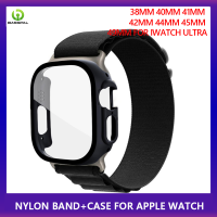 สร้อยข้อมือ2-In-1สำหรับ I Watch Series 6 SE 5 BassPal Alpine Loop สายไนลอน + แก้ว + เคสสำหรับ Apple Watch Ultra 8 7 49Mm 45Mm 41Mm 44Mm 40Mm 42Mm 38Mm อุปกรณ์เสริม4 3 2 1สายนาฬิกาอัจฉริยะ