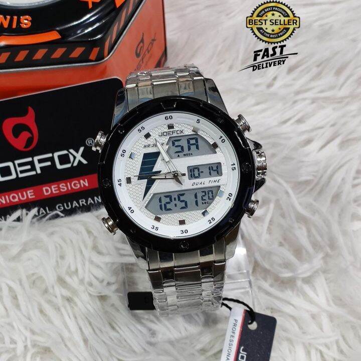 Full Metal JoeFox Men's DualTime Watch Complete Inclusion Actual Pic
