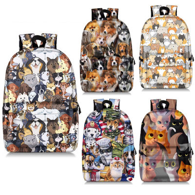 Cute Kitten Cats Puppy Dogs Print Backpack for Teenager Boy Girl Children School Bags Kids Bookbag Women Backpack For Travel