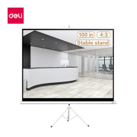 Deli จอพับโปรเจคเตอร์ จอโปรเจคเตอร์ จอรับภาพ 3D ม่านโปรเจคเตอร์ แบบตั้งพื้น ภาพสด คมชัด พร้อมขาตั้ง Projector Screen