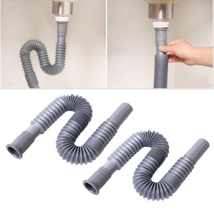 2*Drain Hose Bathroom Basin Kitchen Sink Flexible Waste Pipe Trap ...