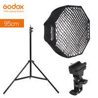 Godox Portable 95cm 37.5" Octagon Umbrella Softbox with Honeycomb Grid,Light Stand,Hot Shoe Holder cket for Flash Speedlight