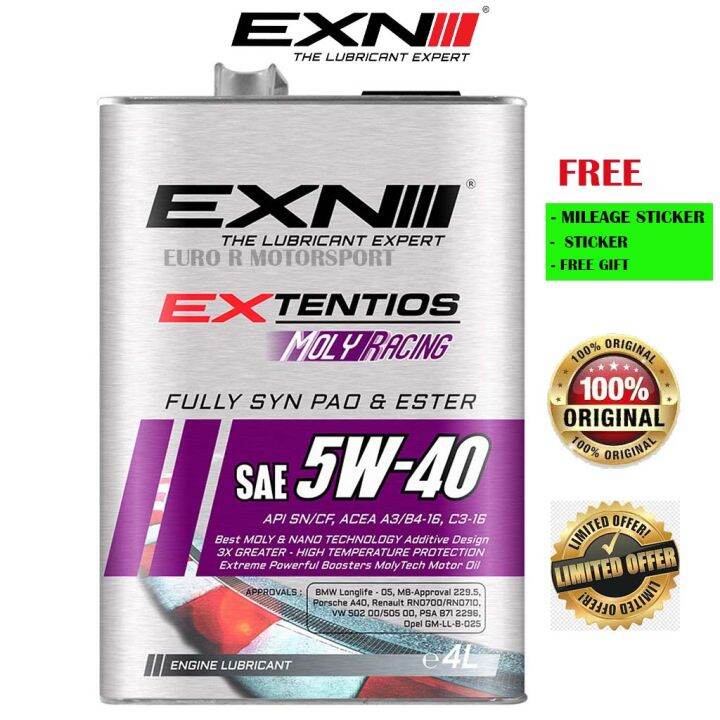 Exn Extentios Sae 5w40 Molyracing Engine Oil 4lminyak Fully Synthetic Lazada 