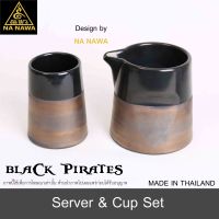 NA NAWA Ceramic Coffee Server &amp; Cup-BLACK PIRATES