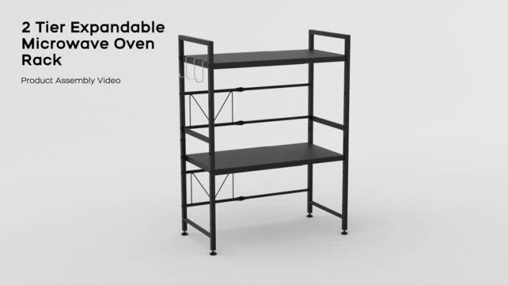 WHIFEA 3-Tier Adjustable 15.74''-23.62'' Heavy Duty Shelving Microwave Rack  Horizontal Extension Kitchen Shelf Tableware Storage Stand Organizer with