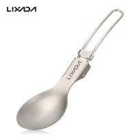 Lixada Folding Titanium Spoon Portable Multi-functional Outdoor Camping Tableware Lightweight Travel Picnic Dinner Flatware