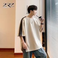 2 rz menswear boy 5 minutes of sleeve T-shirt blockbuster faux suede splicing raglan sleeve short sleeve T-shirt wind t-shirts --ntx230801❏✐❉