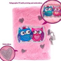 Owl Plush Girls Journal with Lock and Key A5 8.5x5.5 Inches 160 Lined Pages for Writing Secret Kids Diary Personalized Notebok