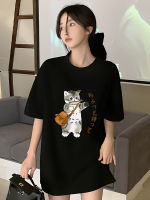 (พร้อมส่ง) Turn up เสื้อเชิ้ตแขนสั้นพิมพ์ลาย Little Cat นุ่มและระบายอากาศได้ดี (สั่งซื้อสินค้า จัดส่งทันที) T0124