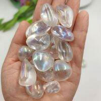 ออร่าควอตซ์ Rainbow AB Titanium Aura Clear Tumbled Stone Reiki Healing Polished Rock Home Room ตกแต่ง ของขวัญ   1 ขิิ้น