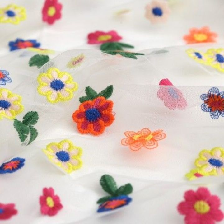 ผ้าผ้าลูกไม้ลายดอกไม้ขนาดเล็กผ้าตาข่ายผ้าเย็บปักถักร้อยทำได้ด้วยตัวเองสวยงาม