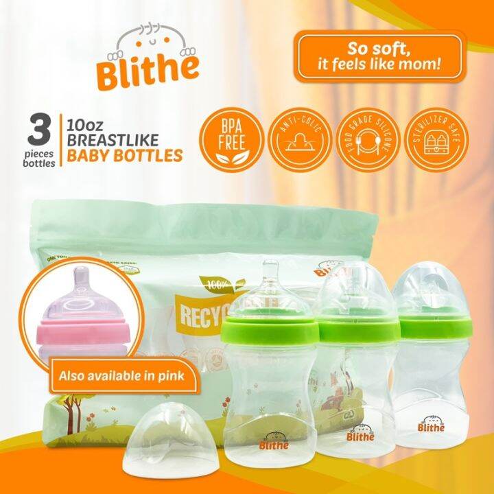blithe breastfed anti colic baby bottle bpa free bottles w/ nipples