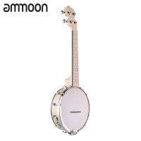 [ammoon]คอนเสิร์ต23นิ้วแบนโจเปิดหลังUke 4สตริงBanjolele Maple Body Okoume Neckพร้อมประแจปรับแต่งตำแหน่งไม้บรรทัดตำแหน่งสะพาน