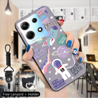 เคส PMP สำหรับ Infinix Note 30 Note 30 5G 30 Pro 30 VIP (แหวนใส่นิ้ว + เชือกเส้นเล็ก) การ์ตูนจักรวาลดาวเคราะห์ยานอวกาศ UFO รูปแบบเคสมือถือซิลิโคนนิ่มกันกระแทกยางโทรศัพท์ป้องกัน TPU ฝาหลัง