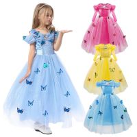 Princess Cinderella Cosplay Dress Halloween Party for Girl Fancy Butterfly Costume Kids Carnival Outfit Clothes Girl Elegant