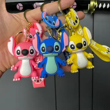 Cartoon Anime Disney Cute Stitch Keychain Variety of Lilo Stitch Doll  Keyring Fashion Couple Bag Ornament Key Chain Car Pendant
