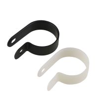 R-Shaped Wire Management Clamp U-Shaped Wire Clamp Electric Cable Positioning Fixture Screw Plastic Wire Clamp Ring 50Pcs