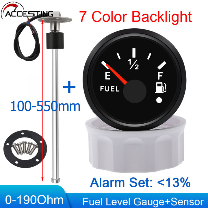 เซ็นเซอร์ลอยเชื้อเพลิง0-190ohm-เกจวัดระดับน้ำมันเชื้อเพลิงเกจระดับถังเชื้อเพลิง-led-7สีพร้อมไฟสัญญาณสำหรับรถยนต์น้ำ-rv-แคมเปอร์เรือยอชท์