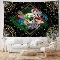 Constellation Mushroom Skull Tapestry Wall Hanging Color Bohemian Psychedelic Witchcraft Aesthetics Room Home Decor