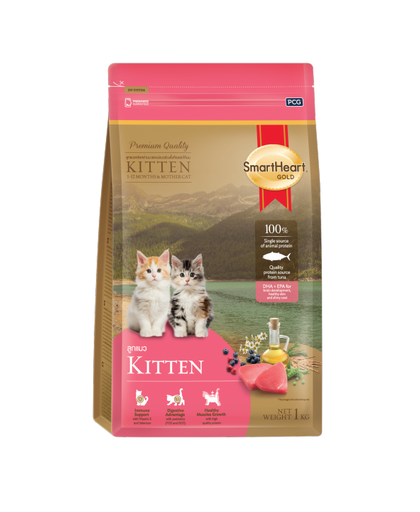 SmartHeart Gold kitten food สมาร์ทฮาร์ท อาหารลูกแมว โกลด์ แบบเม็ด 1kg