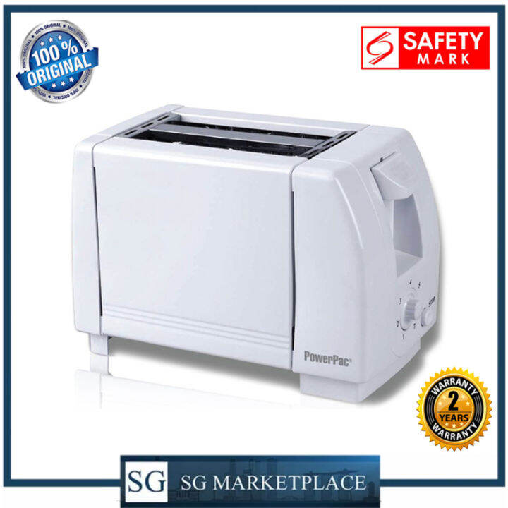 Powerpac PPT02 2 Slice Bread Toaster PopUp. Auto Popup. Easy to Clean