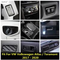 แผงเกียร์ Strip AC Air Window Lift ฝาครอบสแตนเลสอุปกรณ์เสริมภายในสำหรับ VW Volkswagen Atlasteramont 2017-2020