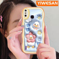 YIWESAN เคสสำหรับ Infinix Smart 4เคส X653 4C อัจฉริยะ3D ลายการ์ตูนขอบรูปเป็ดน่ารักเคสโทรศัพท์แบบใสกรอบซิลิโคนนิ่มสีสันสดใสเคสโปร่งใสป้องกันเลนส์กล้องกันกระแทก