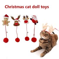 Christmas plush cat toy Cute Tease Cat Sticks Christmas Theme Pet Interactive Sticks Cartoon Santa Claus Xmas Tree Plush Doll Toys