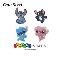 【Cute Deco】Cute Stitch (4 Types) Blue Stitch / Pink Stitch/Charm Button Deco/ Cute Jibbitz Croc Shoes / Charm Resin Material for Shoe Accessories