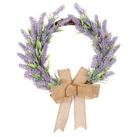 Artificial Garland Bowknot Rattan Simulation Lavender Garlands Hanging Ornament Wreaths Wall Ornament Home Decoration