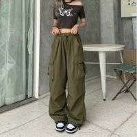 Y2K Streetwear Vintage Chic Cargo Pants for Women High Eleastic Waist Wide Leg Straight Touser for Punk Female Joggers Trousers