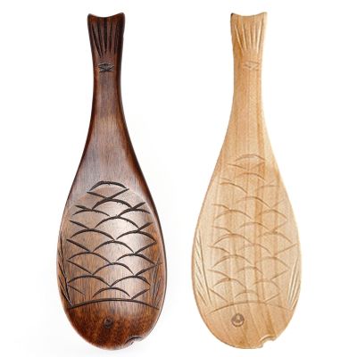 ❄ Wood Rice Paddle Non-stick Fish Shaped Rice Spoon Hand-Carved Wooden Services Scoop Shovel Cooking Tableware for Kitchen W3JE
