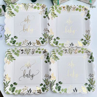 Hot Wild One Gilded สีเขียว Jungle Safari Tableware Happy Oh Baby Shower เด็ก One 1st วันเกิด Party Decor ผ้าเช็ดปากถ้วย