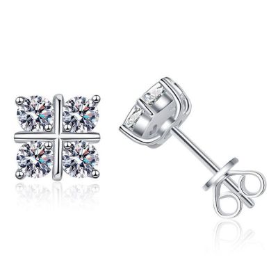 Smyoue 3/4mm 100% Moissanite Drop Earrings for Women Classic Cross Lab Created Diamond Ear Jewelry 925 Sterling Silver Wholesale
