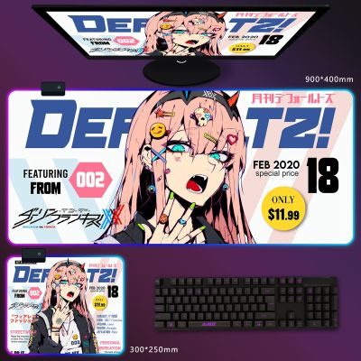 Zero Two Anime RGB Light Large Mouse Pad Genshin Gaming Thickened Darling in the FranXX Computer Keyboard Office Table