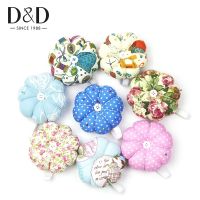 D D Sewing Pincushion Pumpkin Shape Soft Cotton Fabric Button Wrist Strap for Cross Stitch Sewing Safety Pin Cushion Accessories