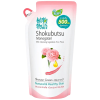 LeeMart ครีมอาบน้ำ โชกุบุสซี โมโนกาตาริ SHOKUBUTSU MONOGATARI 500ML อาบน้ำ โชกุบุซซี เจแปนนิส สีพีช ขนาด 500 มล.