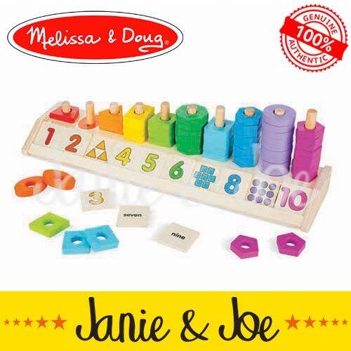 MELISSA & DOUG Counting Shape Stacker Age 2+, Developmental, Wooden Toddler Toy, Stacking